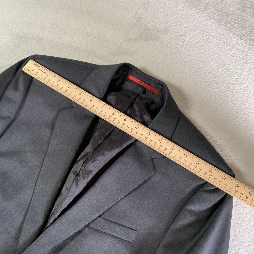 Hugo Boss Suit Jacket Mens 40R Gray Supergraphite Super 120s Wool Two‎ Button